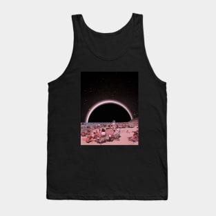 Under The Eclipse - Space Aesthetic Collage, Retro Futurism Tank Top